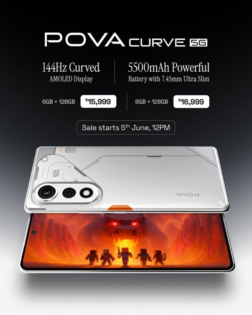 TECNO POVA Curve 5G Launched in India Starting at ₹15,999: Curved Display, Dimensity 7300, and AI Features