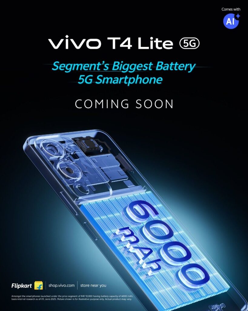 vivo T4 Lite 5G to Launch Soon in India with 6000mAh Battery Confirmed